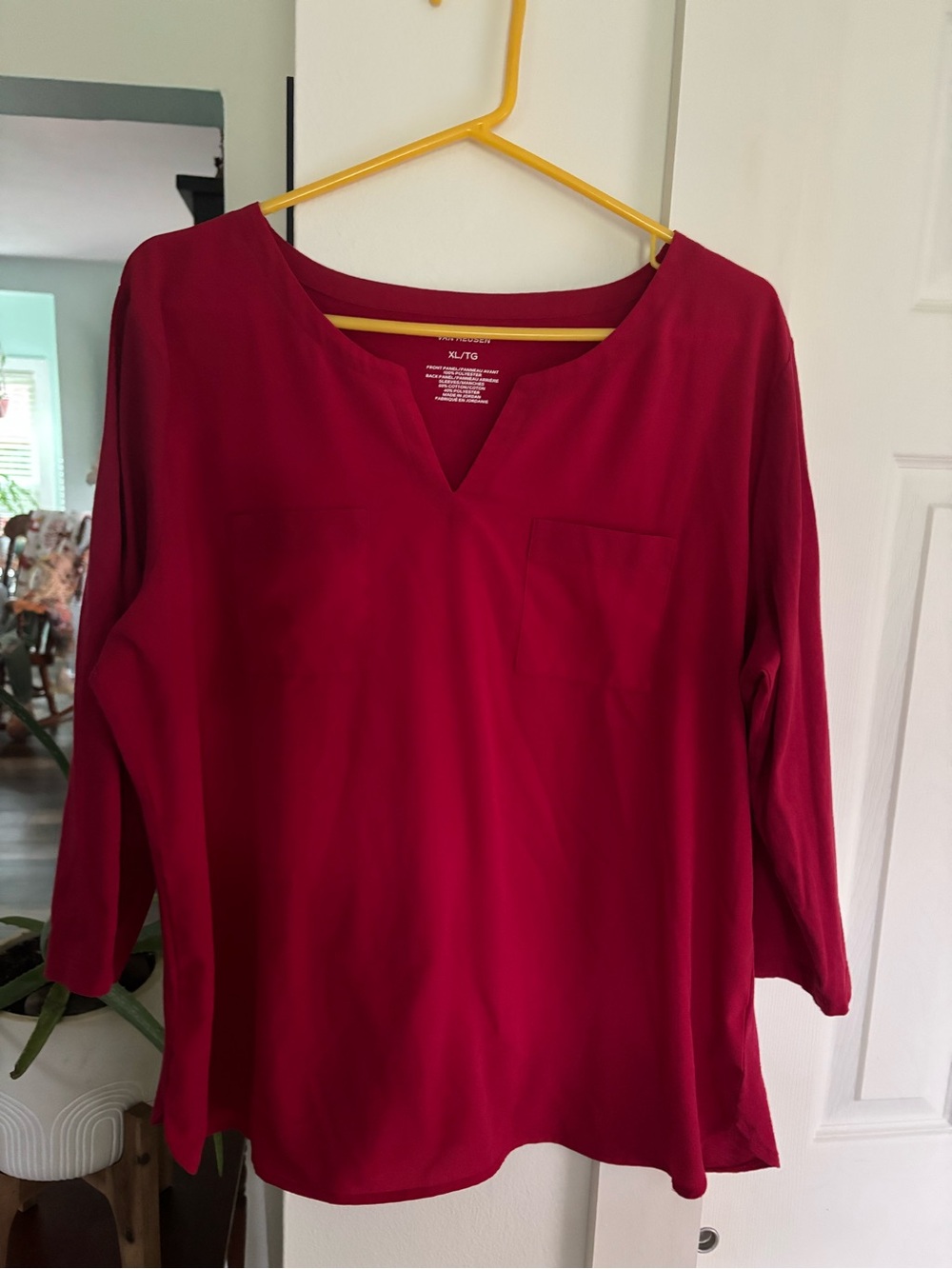 Van Heusen Women's Burgundy Split V-Neck Tunic